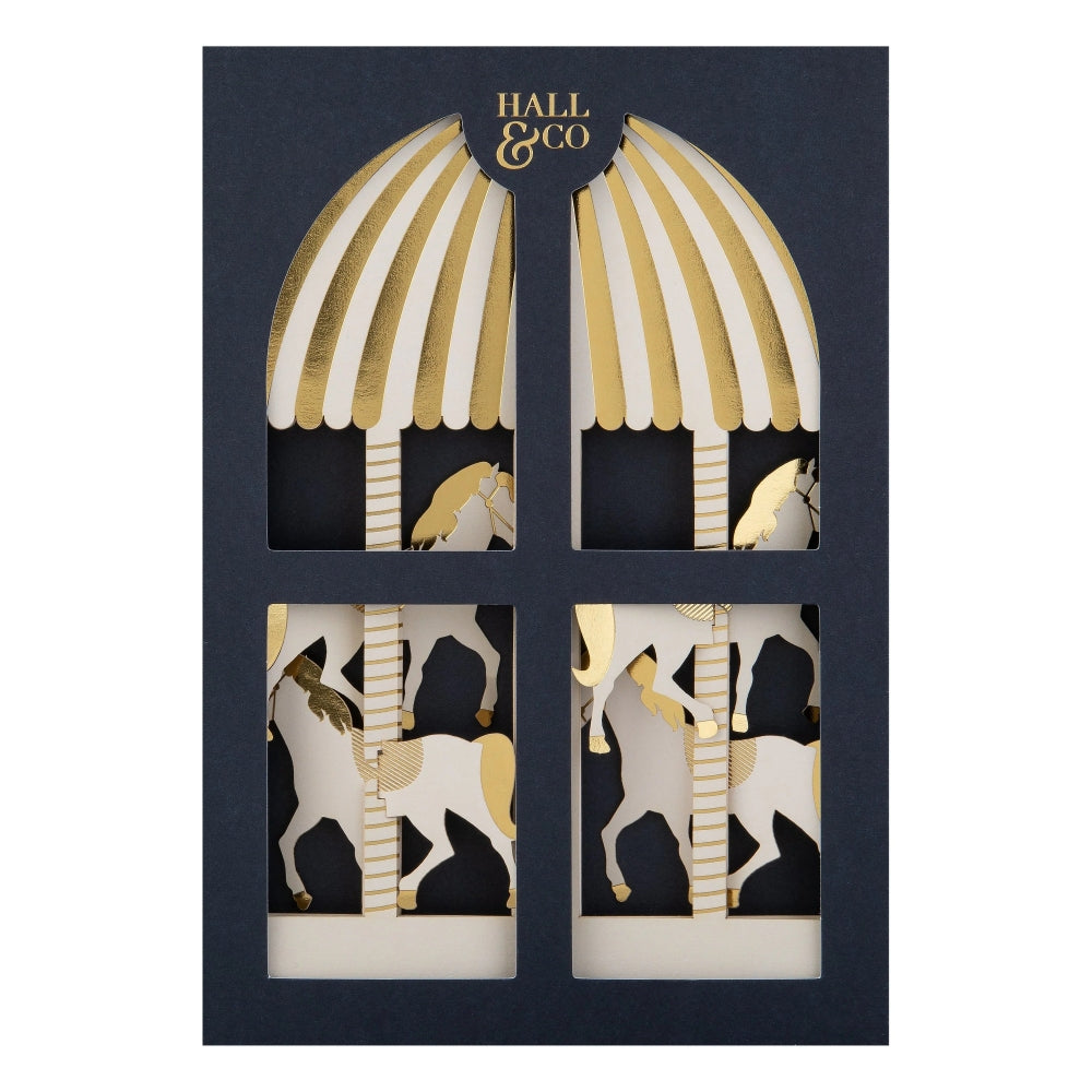 Pop Up 3D Vintage Carousel Greeting Card Paper Fables