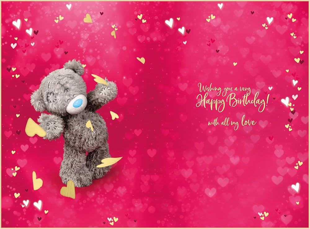 Bear With Hearts For Wonderful Husband 3D Birthday Keepsake Card