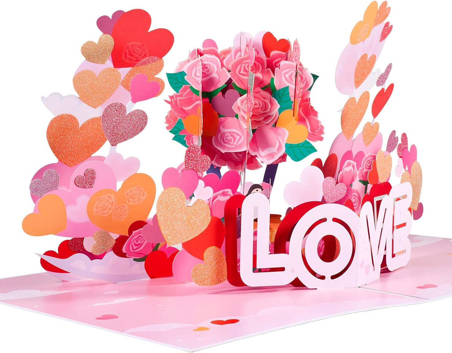Elegant Love Roses & Hearts 3D Pop Up Valentine's Day Card