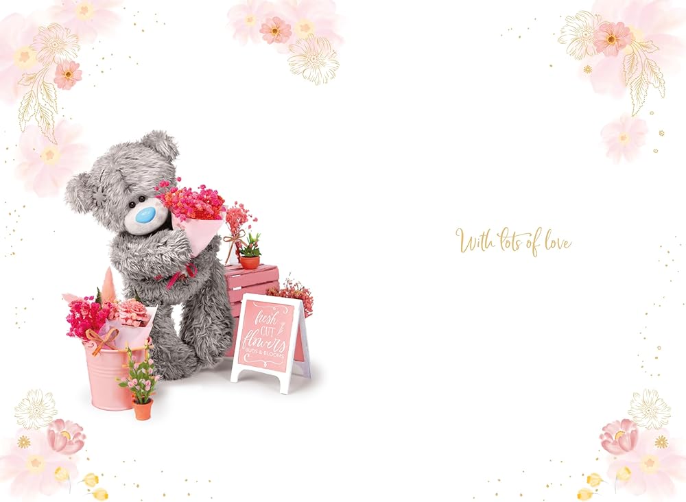 Bear Selling Flowers Photo Finish Mother's Day Card