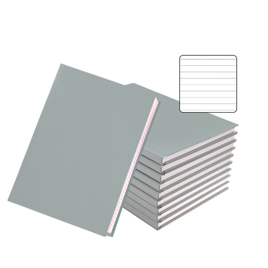 Pack of 10 A5 160 Pages 8mm Ruled Grey Casebound Notebooks