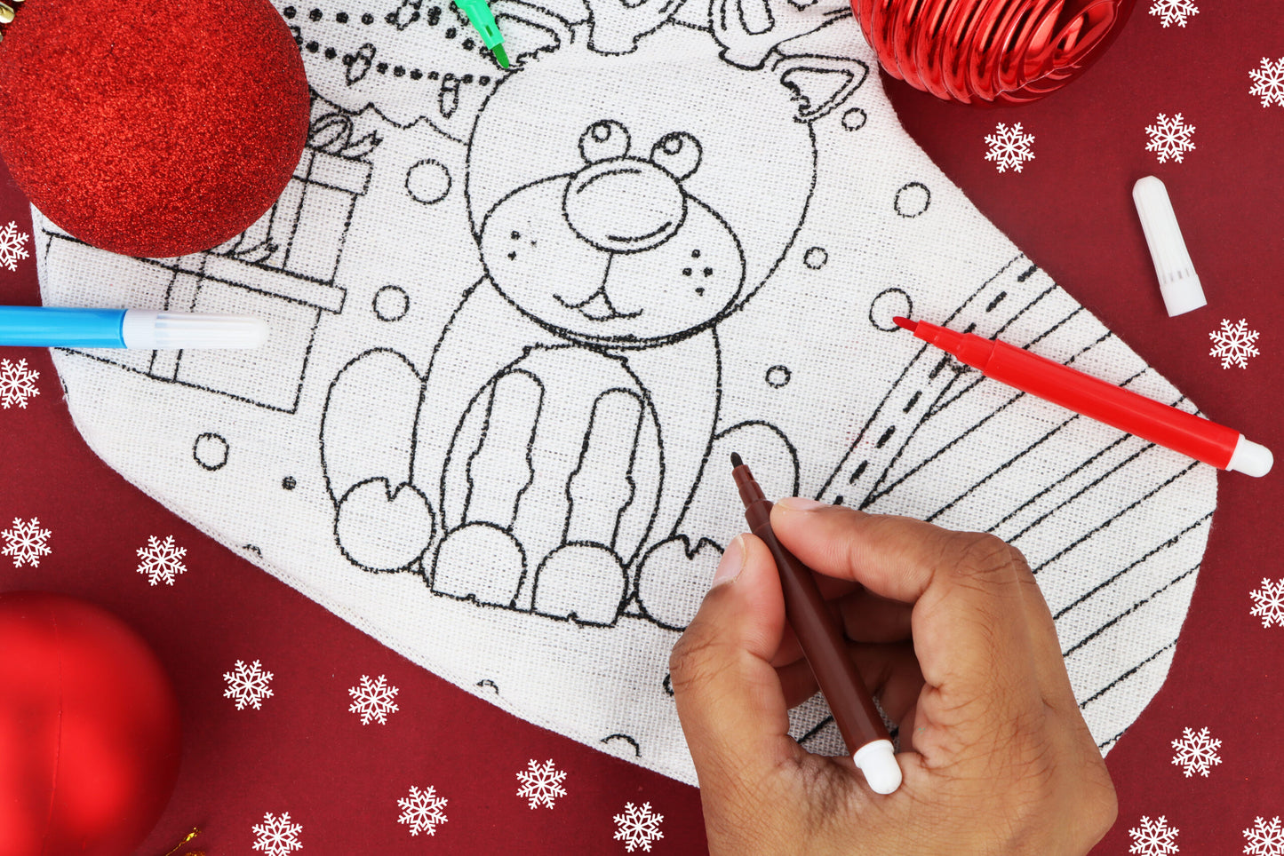 Pack of 12 Christmas Colour-Your-Own Stockings (36cm x 15cm)