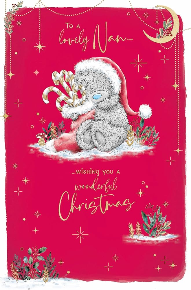 Bear And Candy Canes Nan Christmas Card