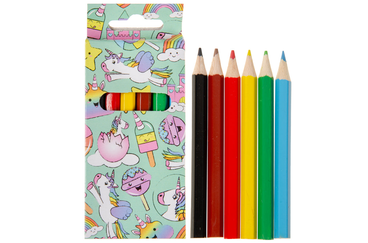 12 Pack of 6 Pieces Unicorn Colored Pencils 9cm