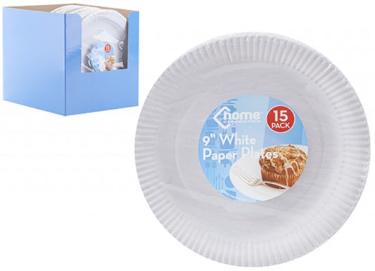 Pack of 15 9" White Paper Plates