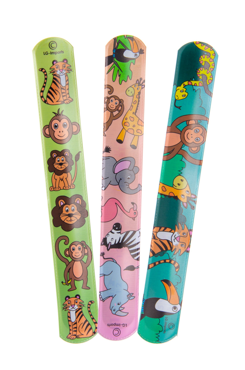 Pack of 12 Wild Animal Snap Bracelets
