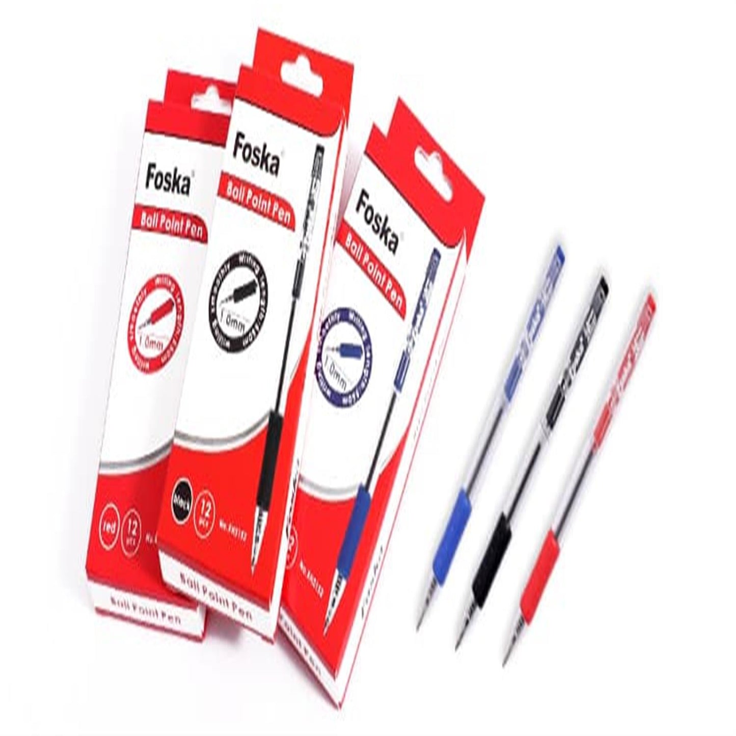 Pack of 12 Retractable Design Rolling Red Ball Pens