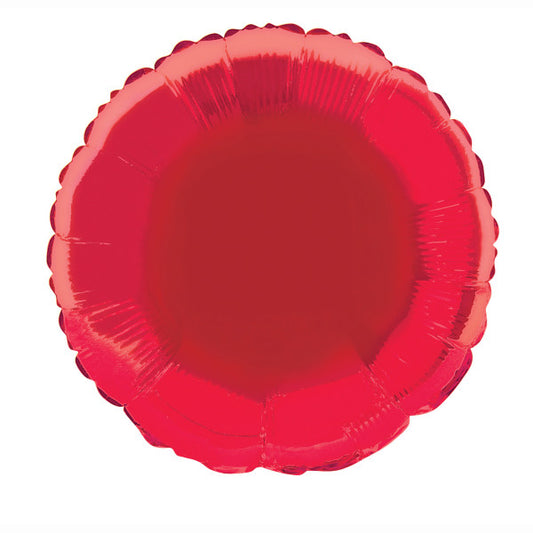 Ruby Red Solid Round Foil Balloon 18"