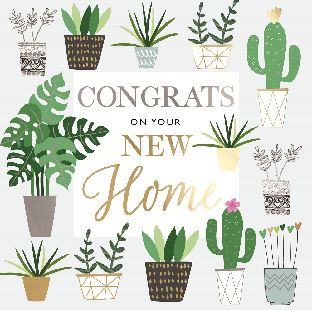 Plants Design On Your New Home Congratulations Card