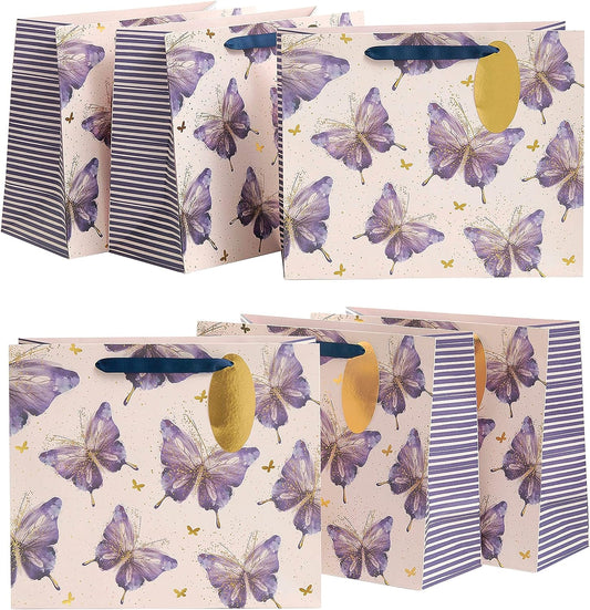 Butterfly Design Multipack Of 6 Large Gift Bags With Tags For Her, Any Occasion, Mother's Day, Birthday
