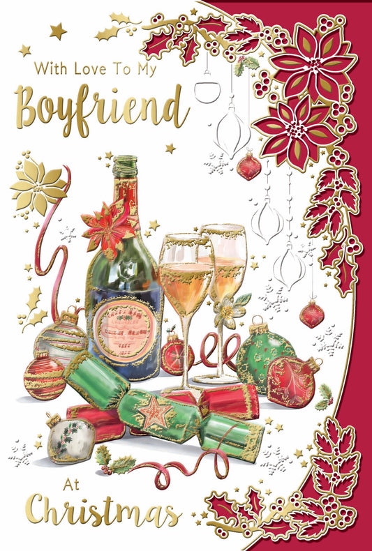 With Love to My Boyfriend Gold Foil Finished Christmas Card