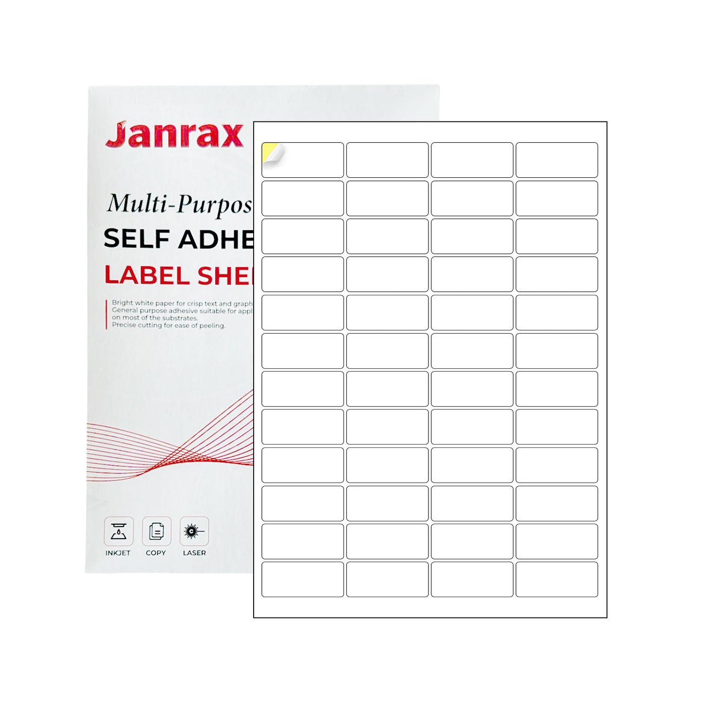 Pack of 4800 White 49x24mm Self Adhesive Labels (48 Labels per A4 Sheet)