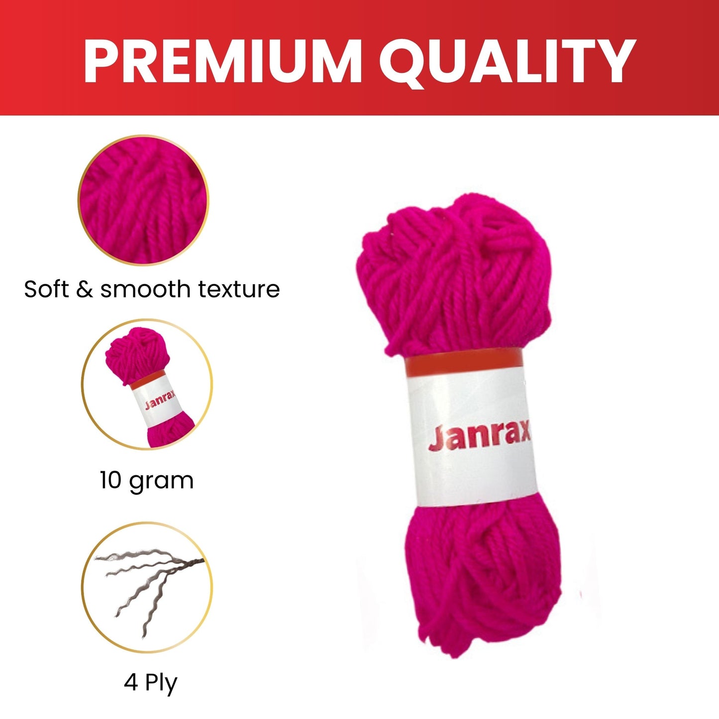 Pack of 20 Grey Acrylic Yarn Rolls – 10g each, 4 Strand 8 Ply Knitting Wool