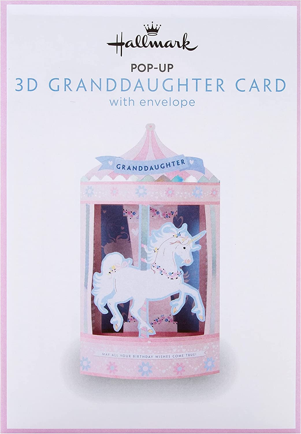 Cute Unicorn Carousel Design 3D Birthday Card for Granddaughter