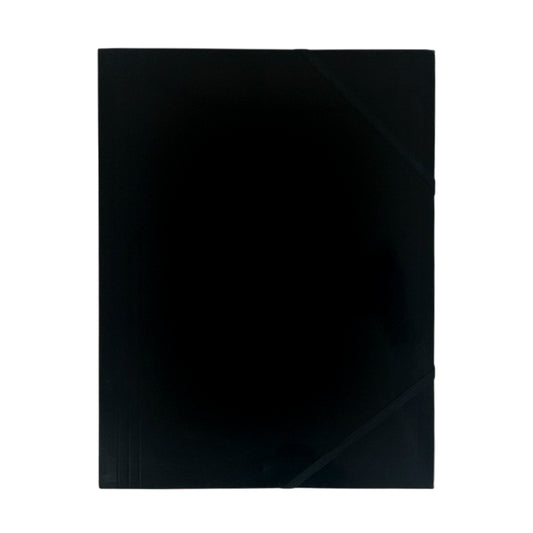 Janrax A4 Black Laminated Card 3 Flap Folder with Elastic Closure