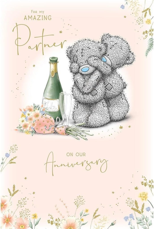 Bears With Champagne For My Partner Embellished Anniversary Card