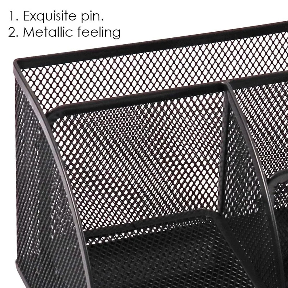 6 Compartment Wire Mesh Desktop Organiser