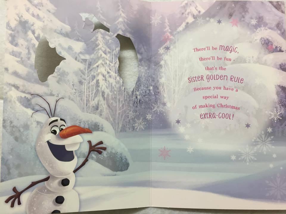 Sister Disney's Frozen Christmas Card For Girls Queen Elsa & Princess Anna