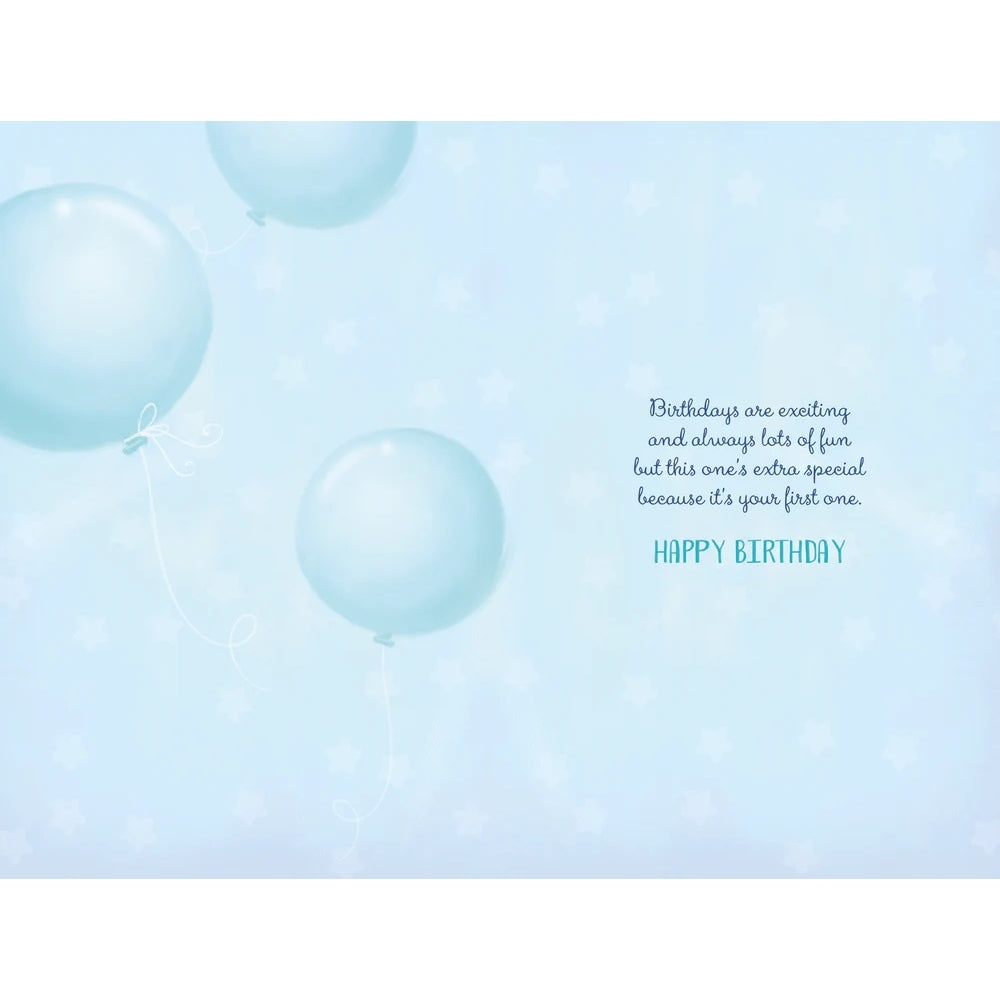 Elephant Holding Balloon With Trunk 1st Birthday Card