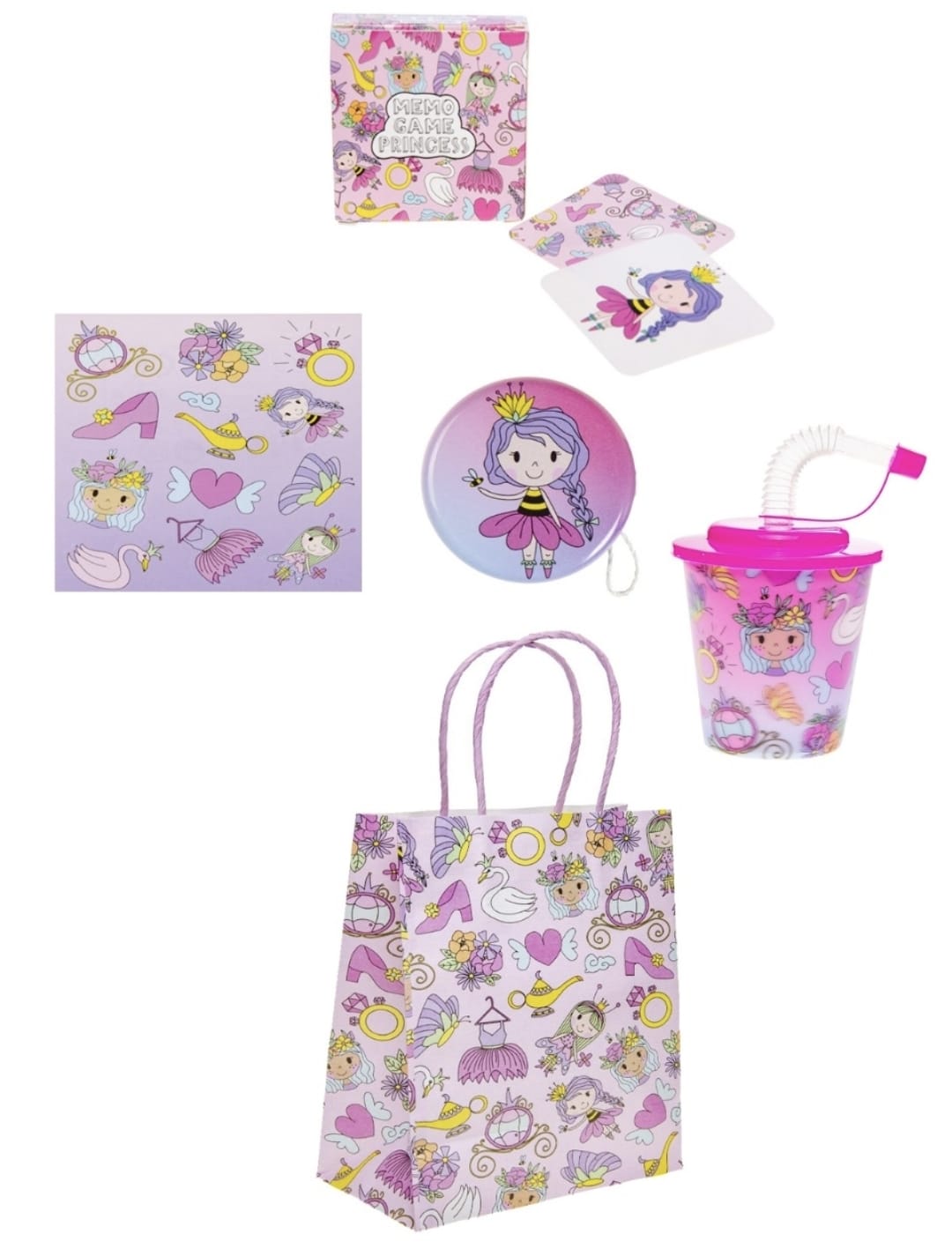 Pre Filled Princess Theme Kids Party Favour Bag – Gift Bag with Reusable Cup & Themed Toys