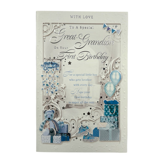 Great Grandson First Birthday Opacity Card