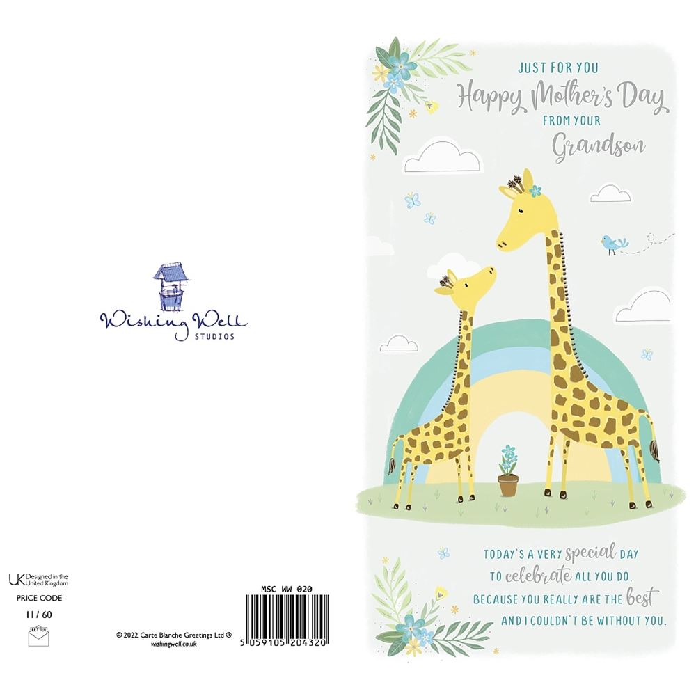 Giraffe Design with Floral Accents From Grandson Mother's Day Card