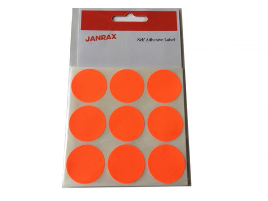 Pack of 36 Fluorescent Red 29mm Round Labels - Stickers