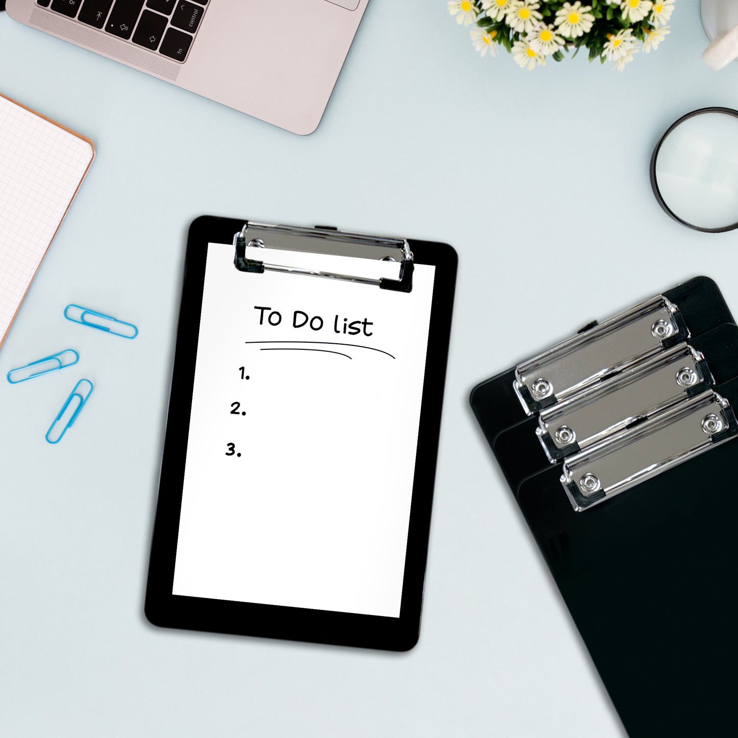 A5 Black Solid Plastic Clipboard - with Ruled Side