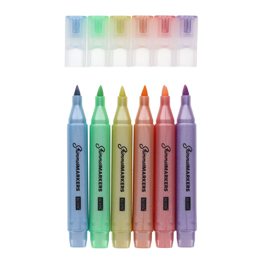 Pack of 6 Chisel Tip Shimmer Markers by Icon