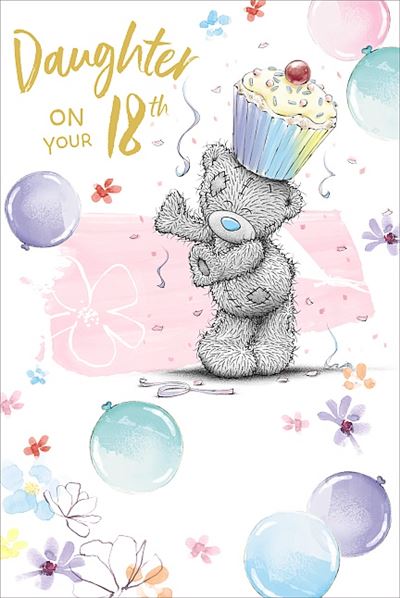 Daughter 18th Birthday Card Bear With Cupcake