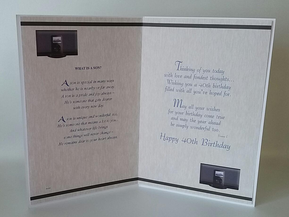 For a Special Son 40 Today Birthday Greeting Card