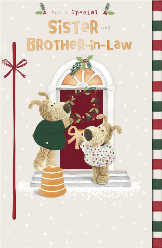 Boofles Decorating Door Sister & Brother In Law Christmas Card