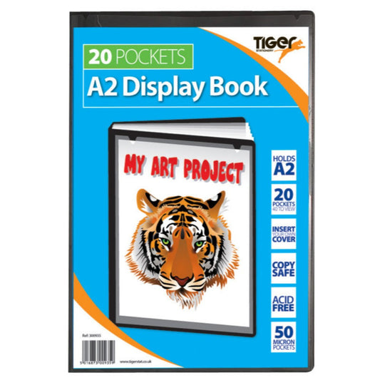 Tiger A2 Black 20 Pockets Presentation Display Book