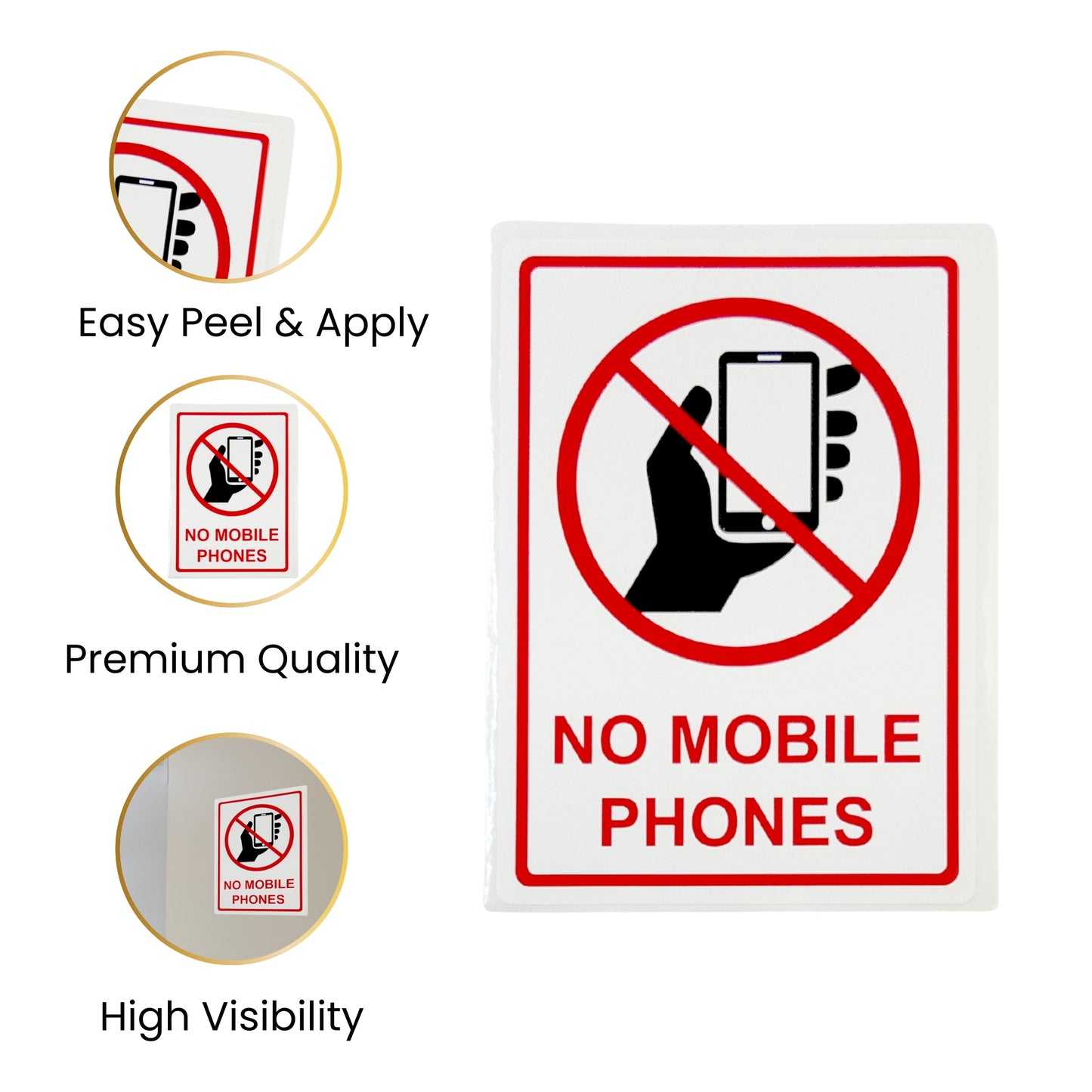 Pack of 18 No Mobile Phone Sign Self Adhesive Labels 80x110mm