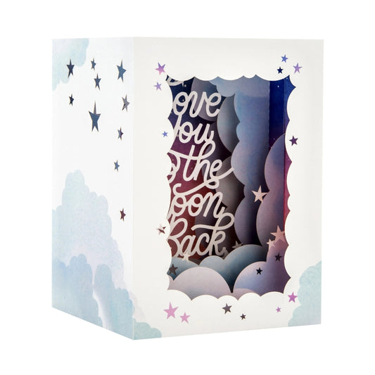 3D Pop Up Shadowbox Style Laser Cut Love You To Moon & Back Mother's Day Card