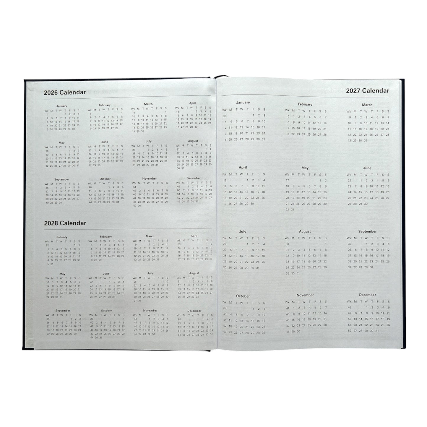 Janrax 2027 A4 Week To View Black Desk Diary