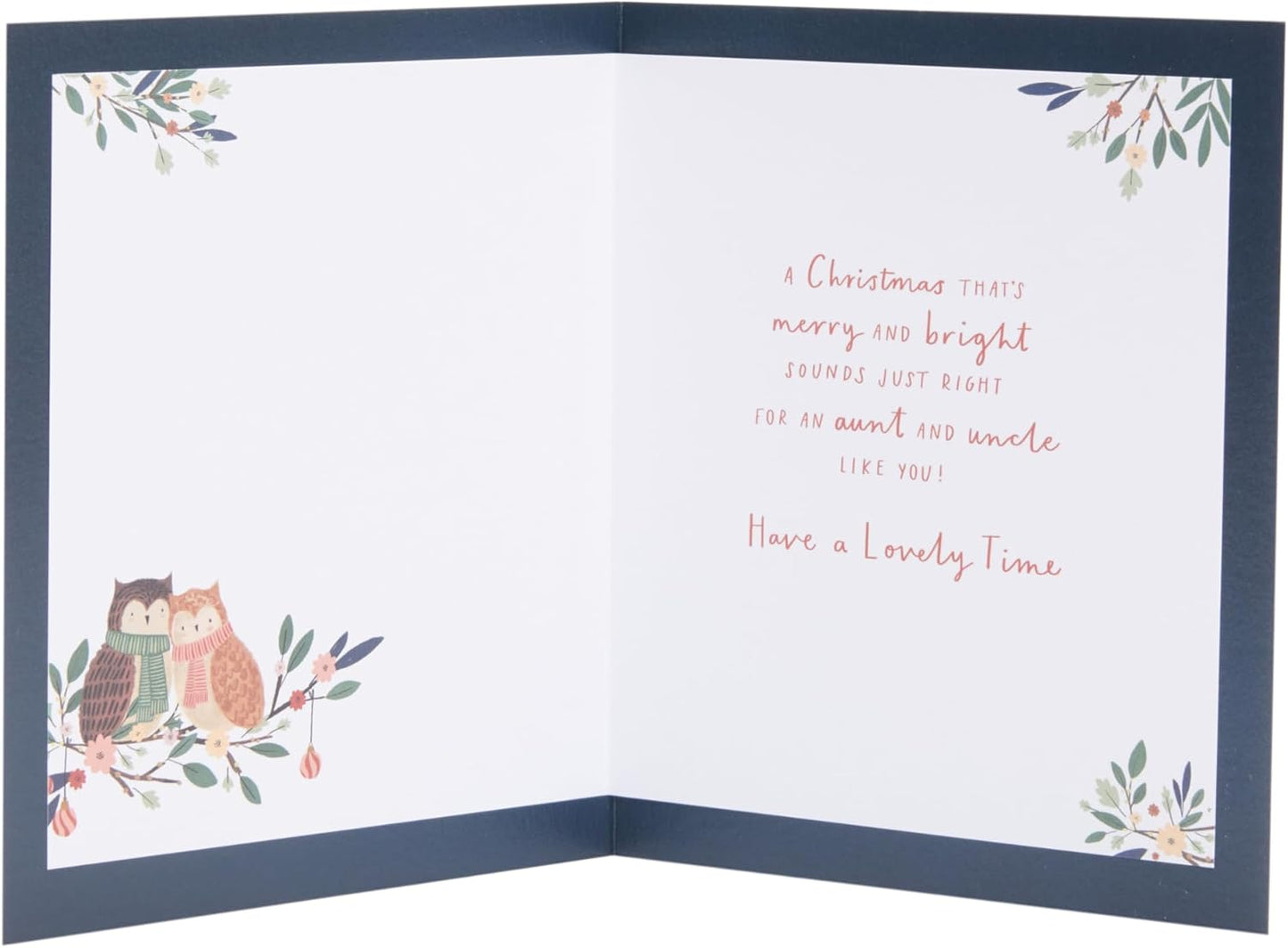 Festive Owls Design Aunt & Uncle Christmas Card