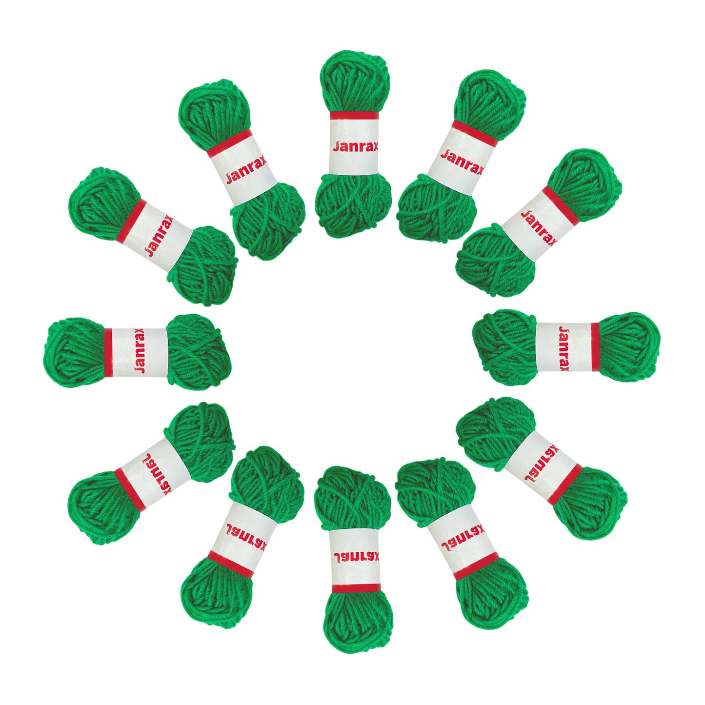 Pack of 20 Green Acrylic Yarn Rolls – 10g each, 4 Strand 8 Ply Knitting Wool