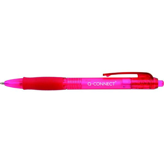 Pack of 10 Q-Connect Retractable Medium Red Ballpoint Pens