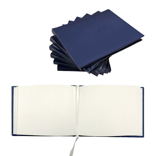 Pack of 12 Plain Cover 100 Pages Navy Blue Autograph Books – School Leavers Signature, End of Term Memory Book