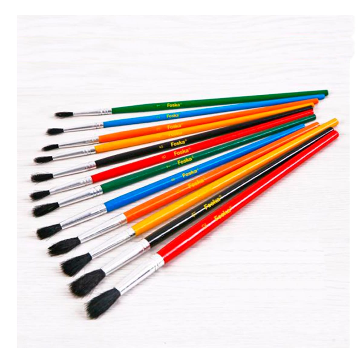 Pack of 12 Assorted Size Wooden Handle Wool Hair Artist Paint Brushes