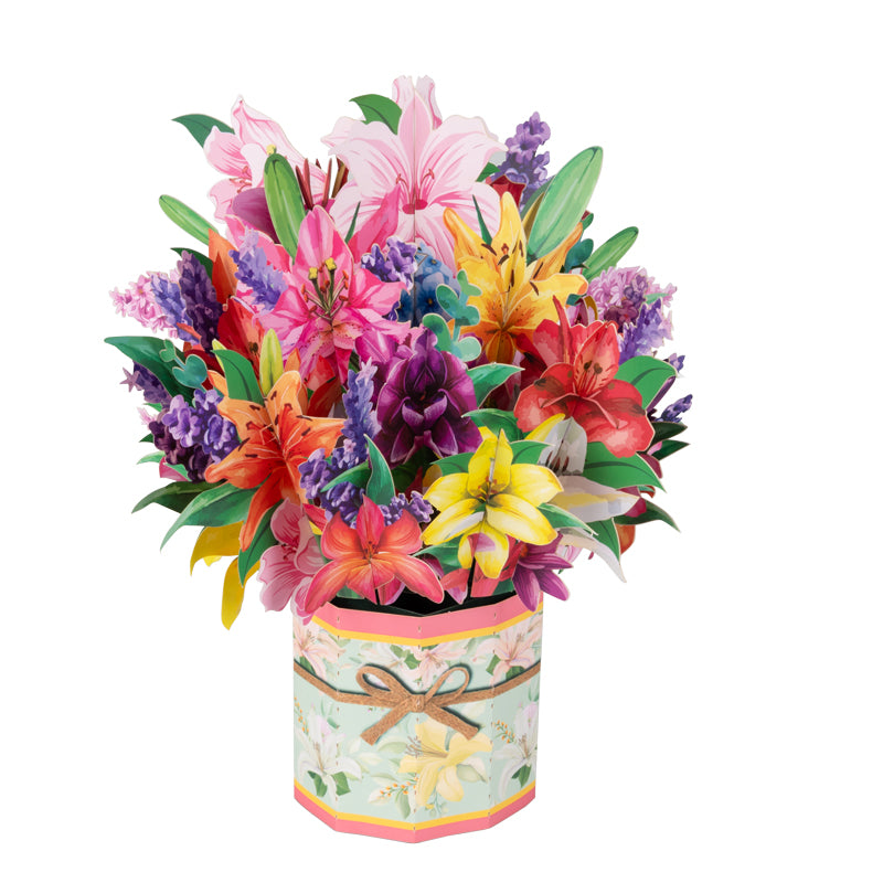Lilies & Tulips Colorburst Bouquet 3D Pop Up Greeting Card