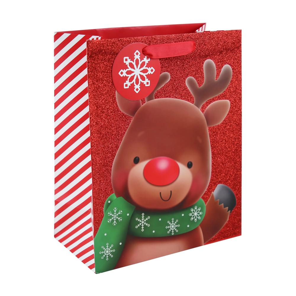 Rudolph Glitter Large Christmas Gift Bag
