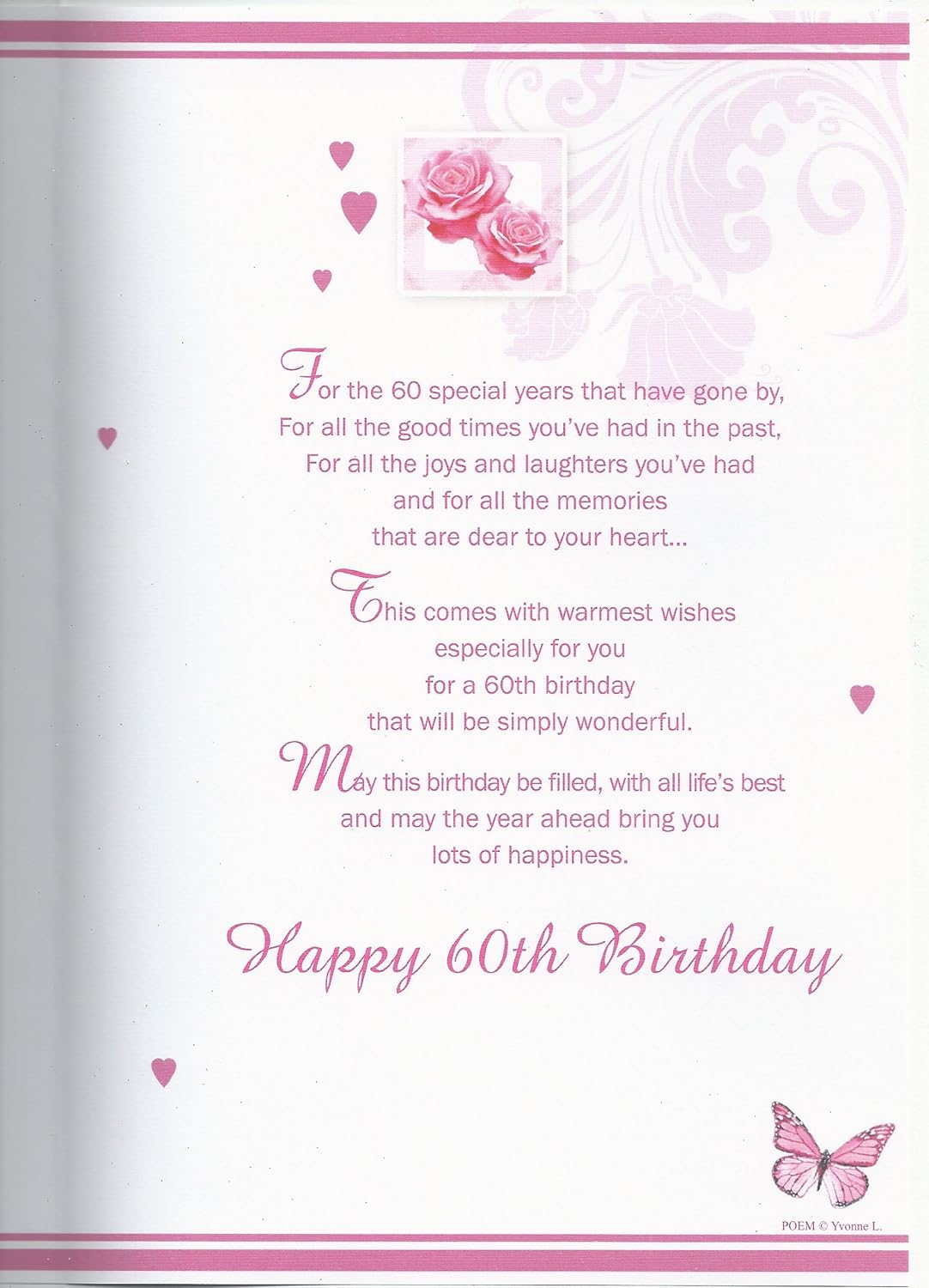 Happy Birthday 60th Flower Design Greeting Card