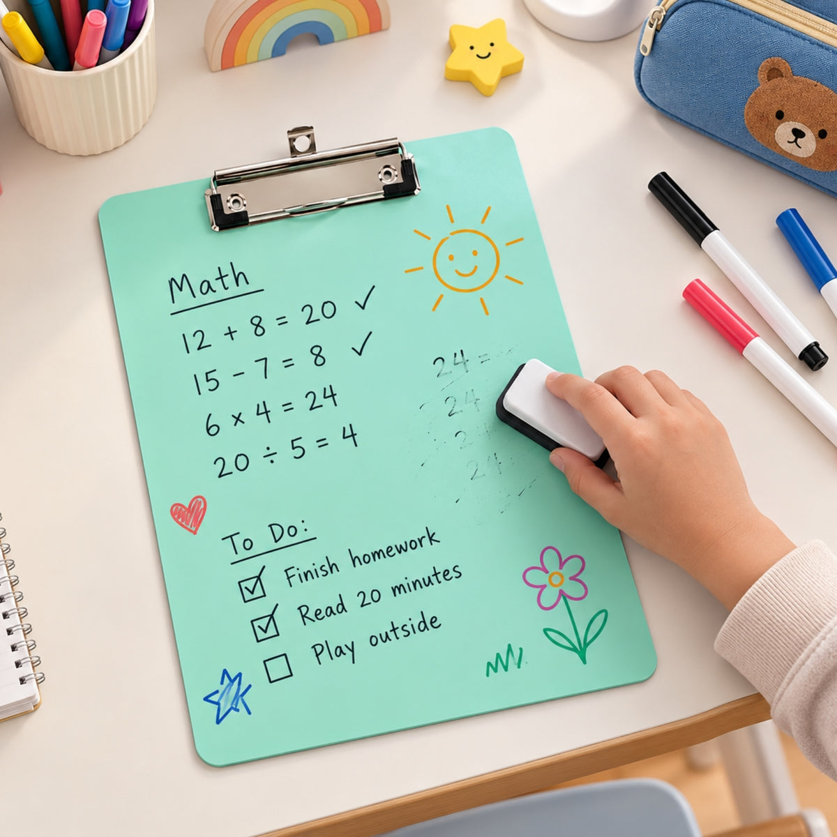 Rigid Mdf A4 Erasable Green Whiteboard Clipboard