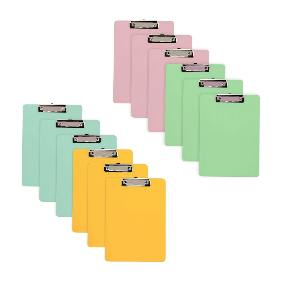 Pack of 12 Rigid Mdf A4 Erasable Assorted Coloured Whiteboard Clipboardss