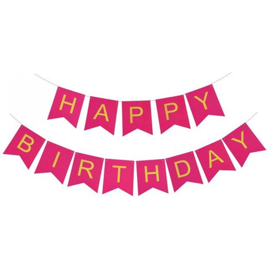 Rose Red Happy Birthday Party Banner