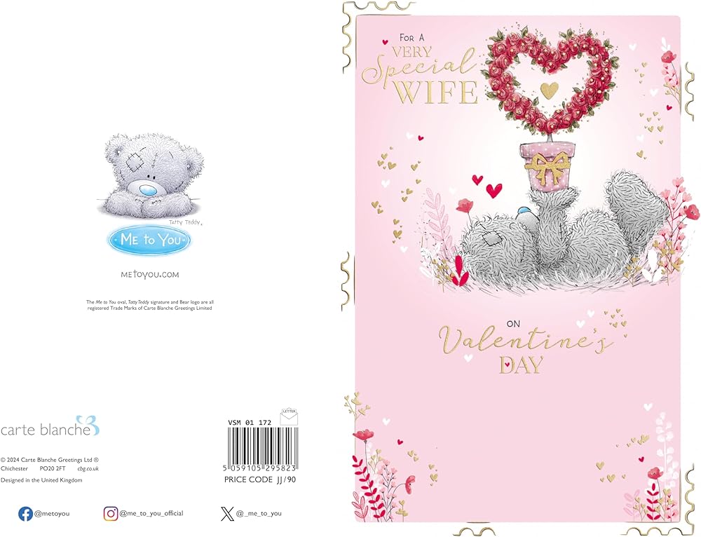 Bear With Heart Shaped Plant Wife Valentine's Day Card