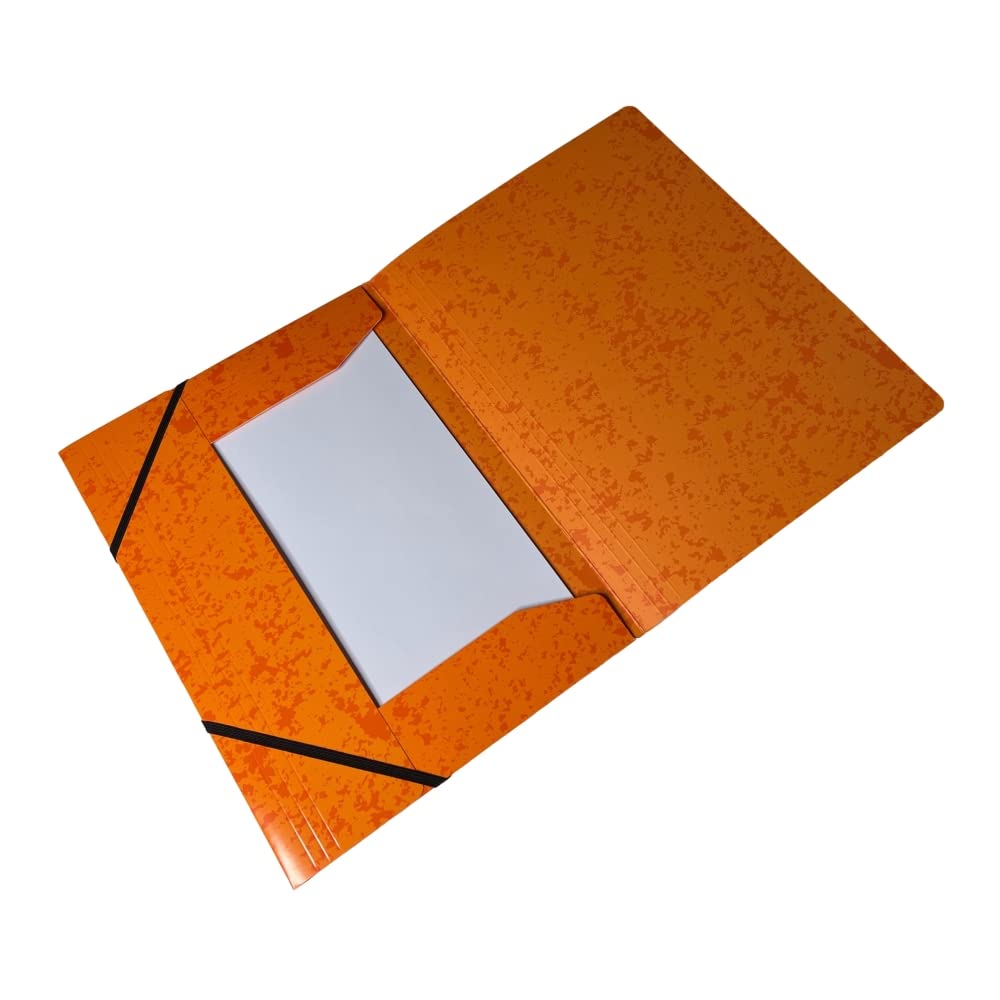 A4 Orange Card 3 Flap Folder With Elastic Closure