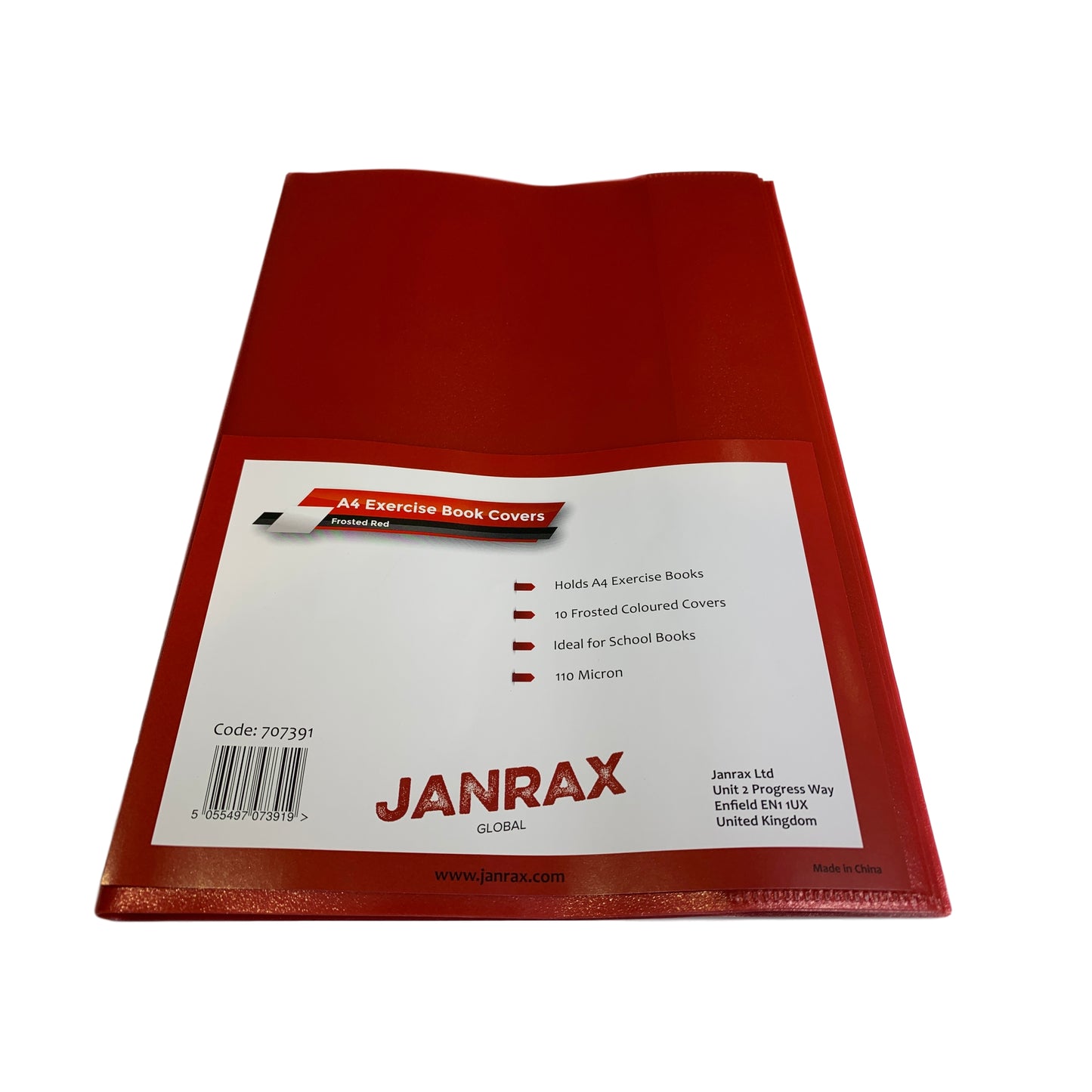 Pack of 10 A4 Frosted Red Exercise Book Covers